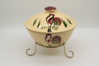 Vintage Watt Pottery Rooster #67 Bowl with Stand – Hand Painted USA