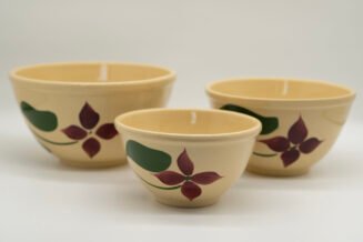 Vintage Watt Pottery Starflower Bowl Set #5 #6 #7 – Hand Painted USA